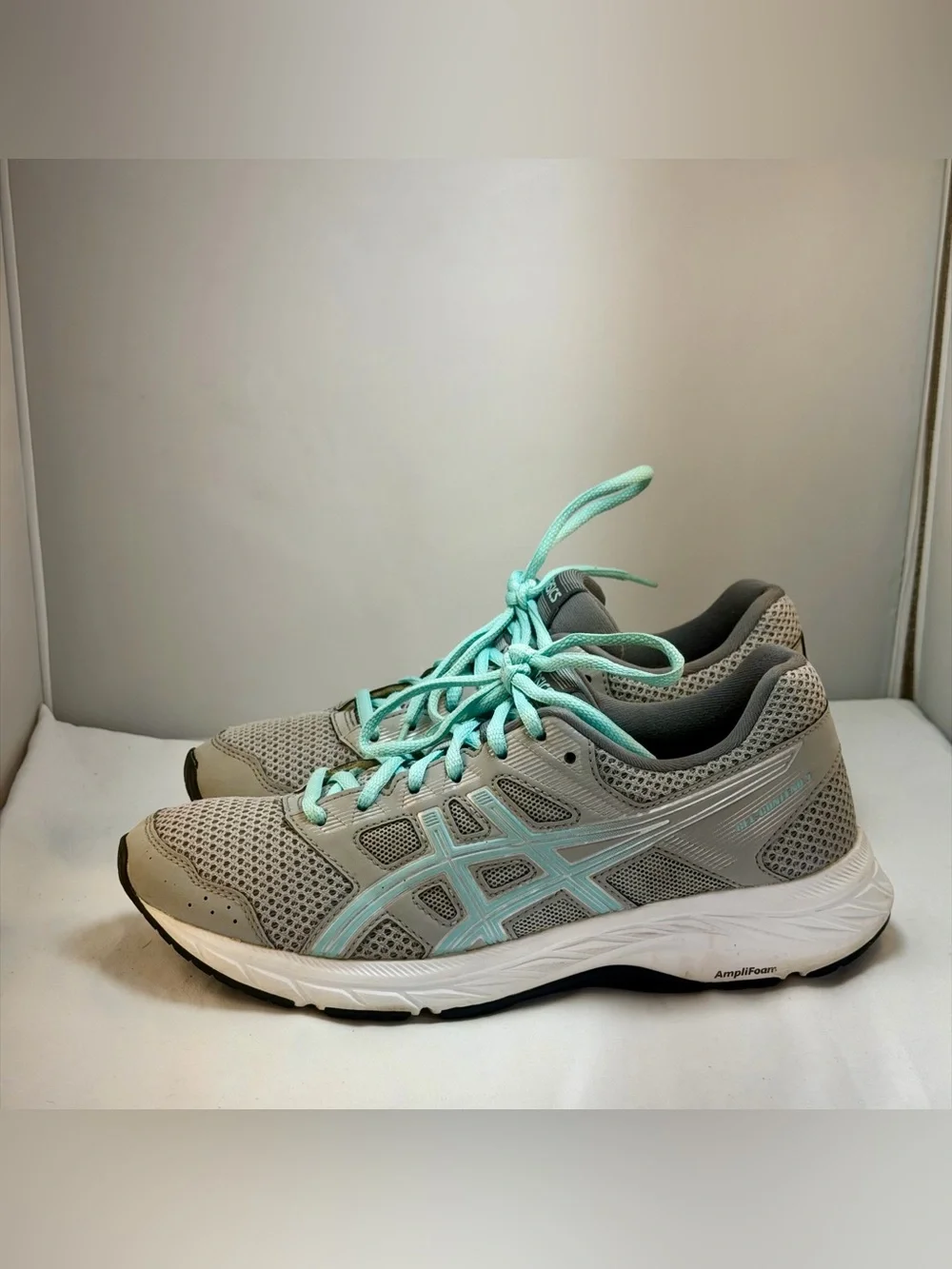 ASICS Women's Gray and Mint Athletic Running Shoes